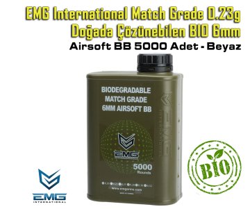 EMG International Match Grade 0.23g BIO 6mm Airsoft BB 5000 Adet - Beyaz